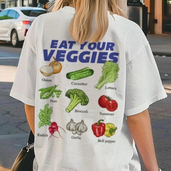 Tops - Retro Vegetable Graphic Oversized T-shirt